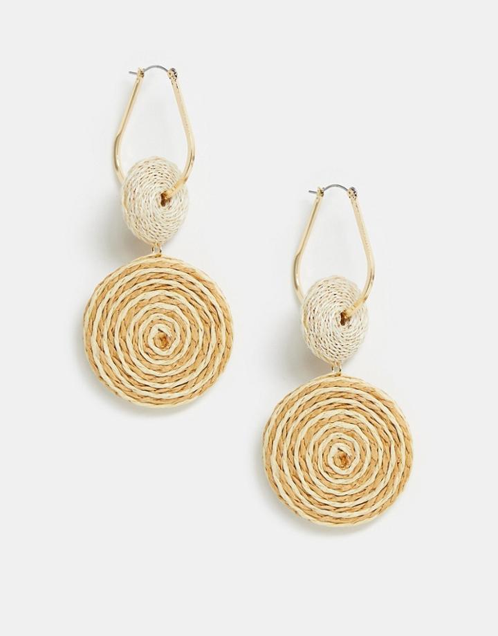 Asos Design Hoop Earrings With Woven Rope Drops In Gold Tone - Gold