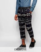 Reclaimed Vintage Geo-tribal Pants - Navy