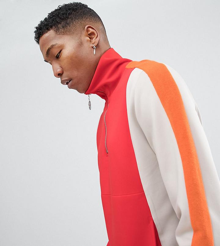 Noak Half Zip Sweatshirt With Funnel Neck - Red
