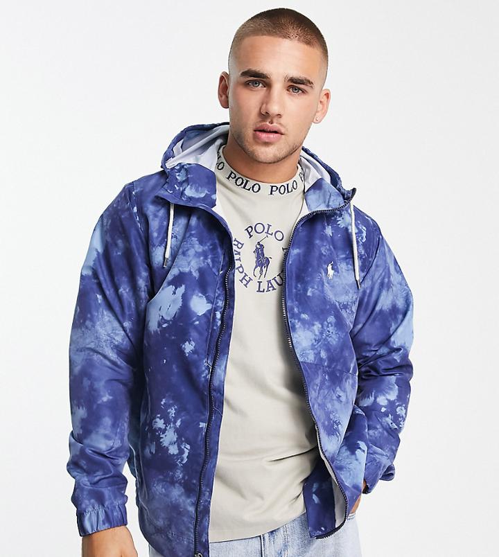 Polo Ralph Lauren X Asos Exclusive Collab Packable Windbreaker With Back Print Circle Logo In Navy Tie Dye