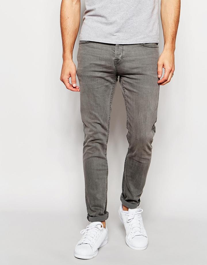 Only & Sons Washed Gray Jeans In Super Skinny Fit - Gray