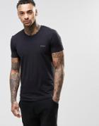Diesel Logo Crew Neck T-shirt In Stretch Cotton - Black
