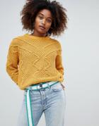 Pull & Bear Pom Pom Detail Sweater - Yellow