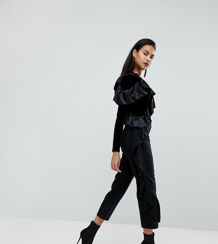 River Island Frill Hem Pants - Gray