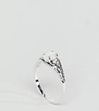 Asos Design Sterling Silver Faux Moonstone Ornate Engraved Ring - Silver