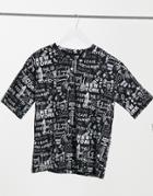 Dkny Graffiti Print T-shirt In Black