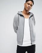 Jack & Jones Core Zip Through Hoodie With Chest Branding - Gray