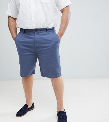 Badrhino Plus Stretch Chino Shorts In Blue - Blue
