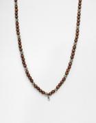 Icon Brand Beaded Necklace In Black - Black