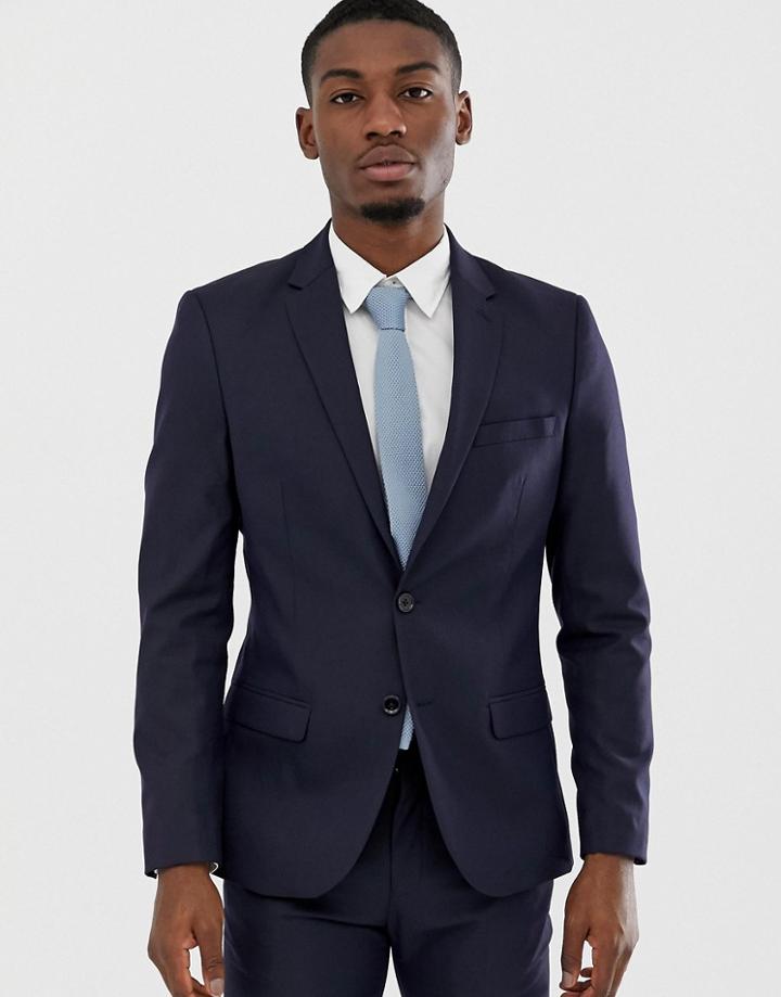 Celio Slim Fit Suit Jacket In Navy - Navy