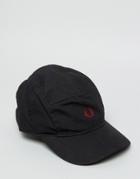 Fred Perry Cotton Logo 5 Panel Cap In Black - Black