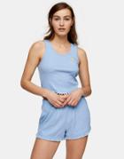 Topshop 'wakey' Tank And Short Set In Blue-blues