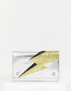 Monki Wallet With Golden Flash - Silver