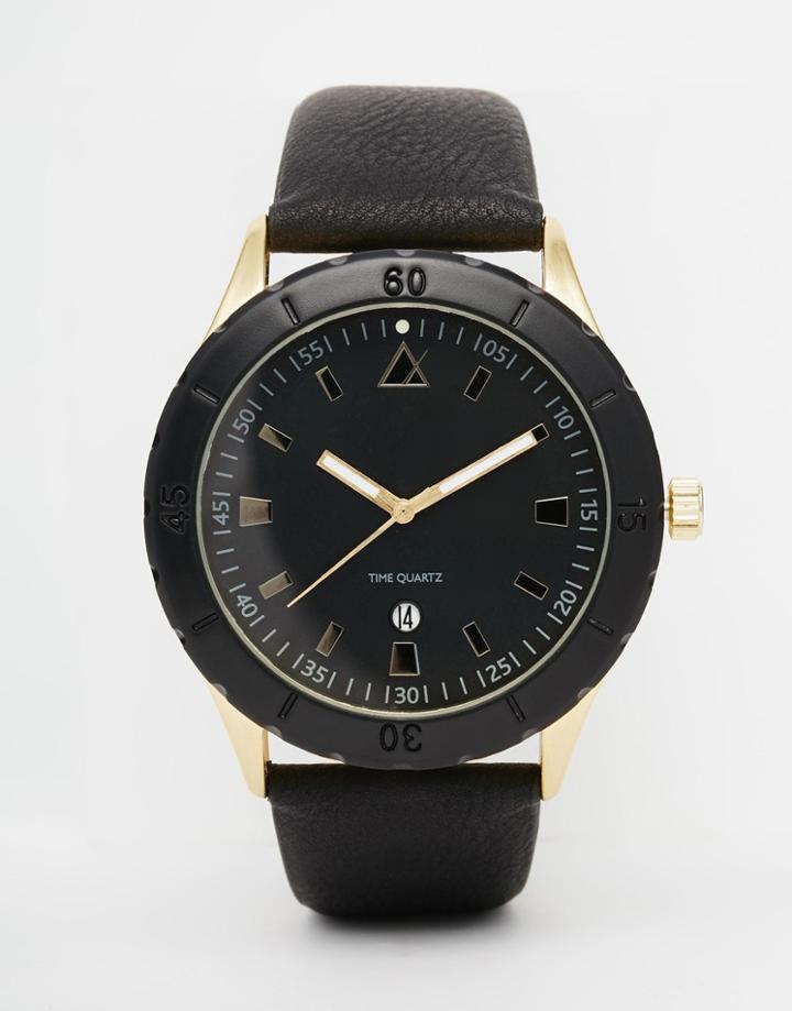 Asos Watch In Black And Gold With Black Strap - Black