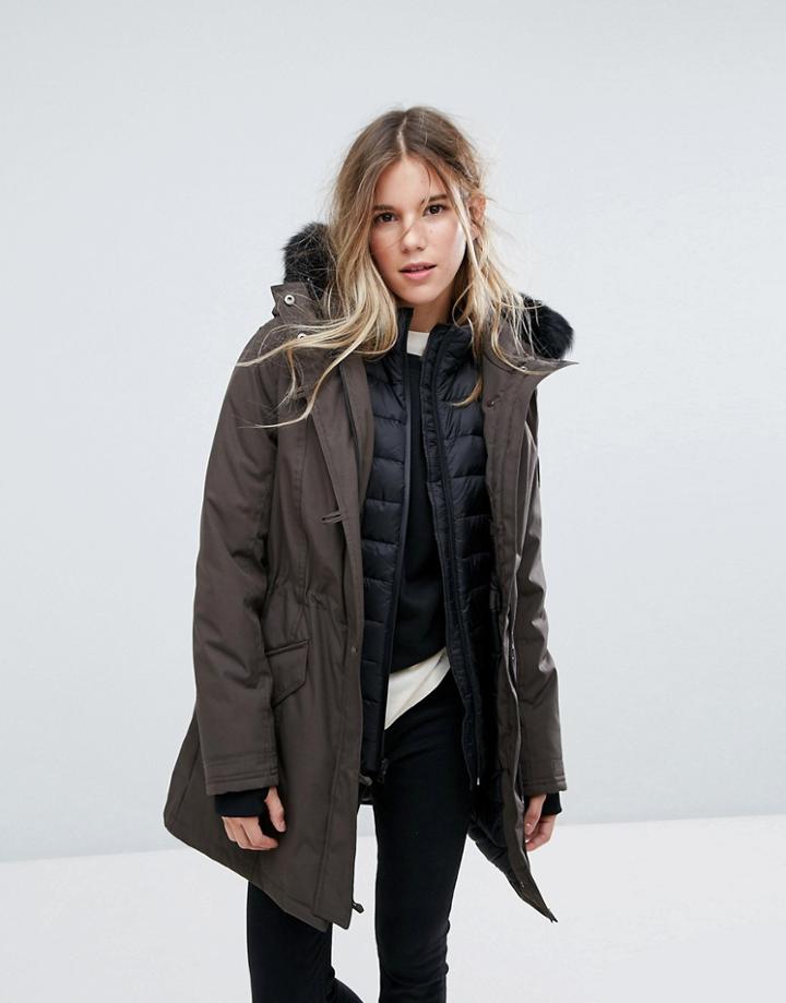 Ugg Adirondack Parka With Removable Toscana Faux Fur Trim - Green