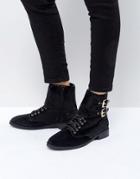 St Sana Velvet Worker Boot - Black