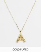 Asos Design Gold Plated Necklace With Vintage Style Bamboo 'a' Initial Pendant - Gold