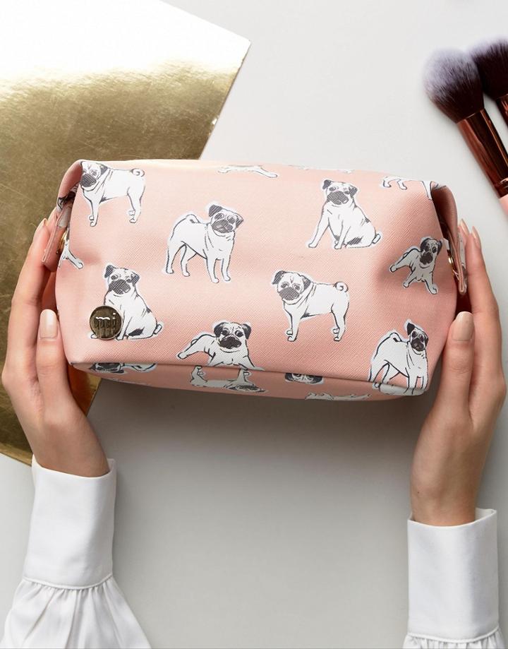 Mi-pac Pug Print Toiletry Bag - Pink