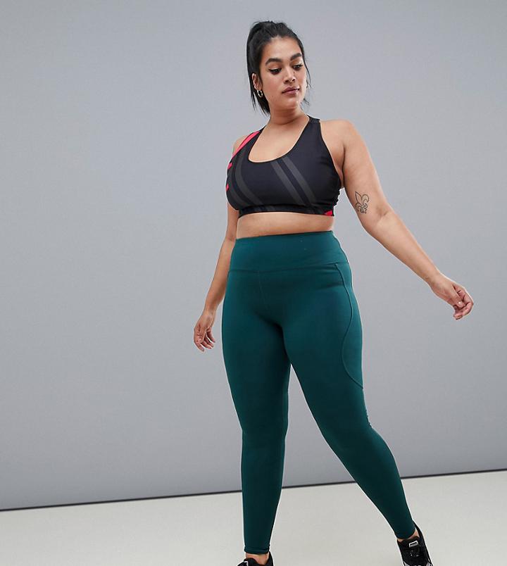 Asos 4505 Curve Gym Legging With Bum Sculpt Seam Detail - Green
