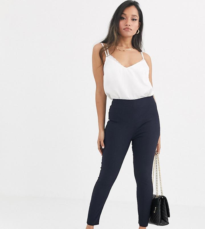 Asos Design Petite High Waist Pants Skinny Fit-navy