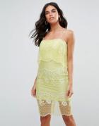 Forever Unique Lace Dress With 2 In 1 Detailing - Green