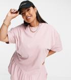 Asos Design Curve Oversized T-shirt Dress With Frill Hem In Rose-pink