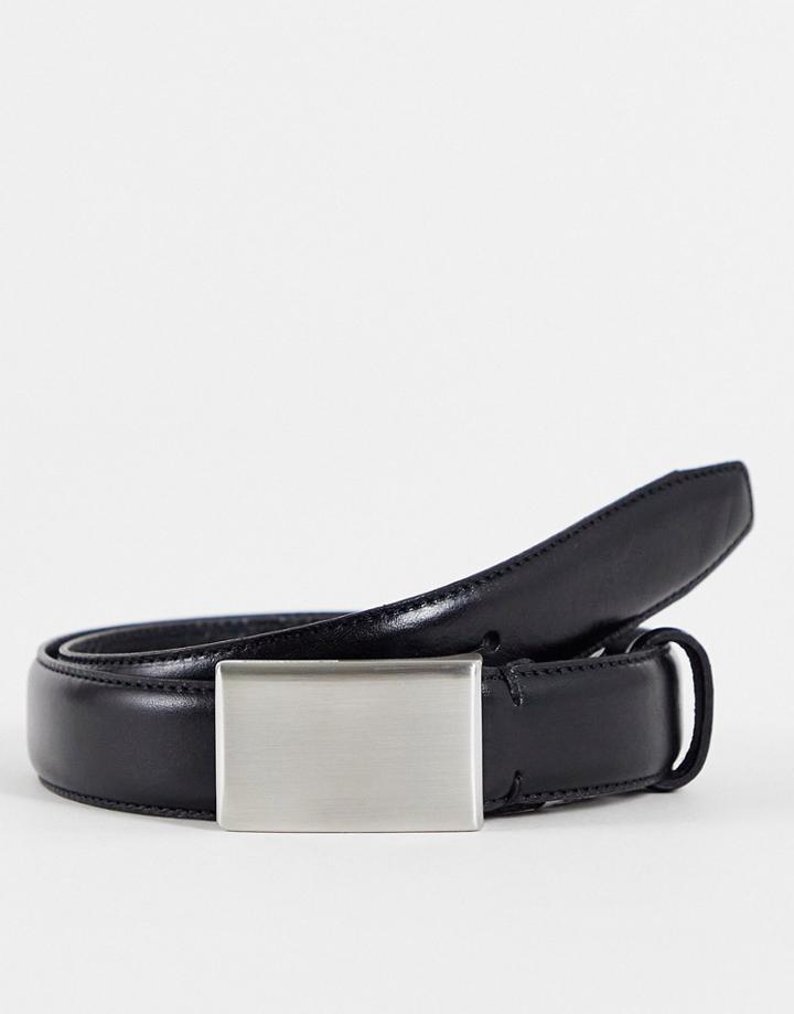 Selected Homme Fillip Formal Plaque Leather Belt-black