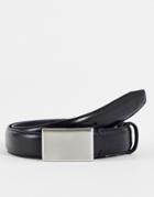 Selected Homme Fillip Formal Plaque Leather Belt-black