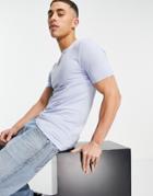 Asos Design Muscle Fit T-shirt With Crew Neck In Light Blue-blues