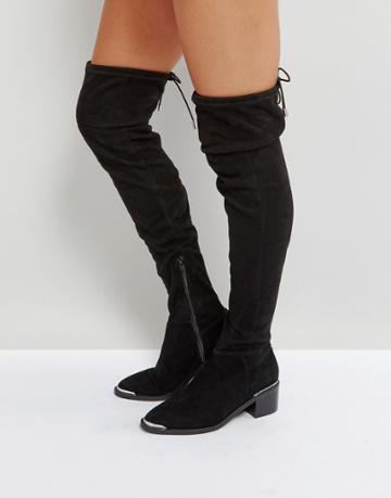 Office Karma Over The Knee Boots - Black