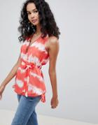 Qed London Tie Dye Tank With Zip - Pink