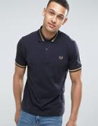 Fred Perry Reissues Polo Single Tipped M2 Pique In Navy/1964 Gold - Navy