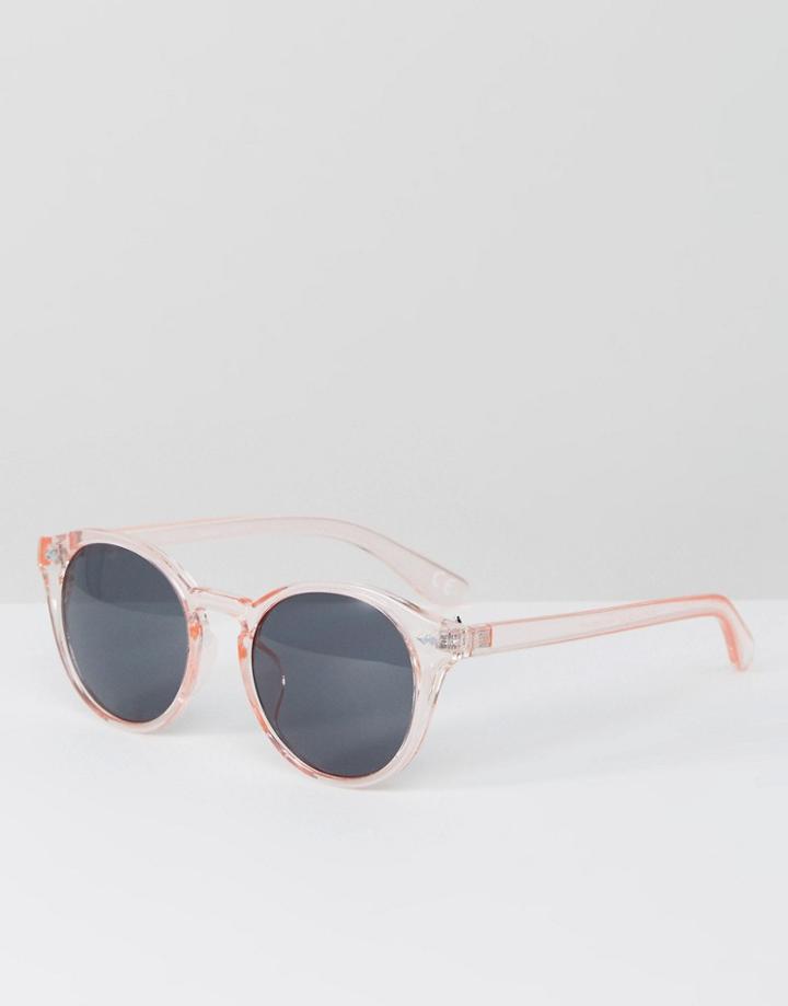 Asos Round Sunglasses In Crystal Pink - Pink