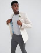 Asos Design Wedding Super Skinny Blazer In Putty Cross Hatch Nepp - Stone