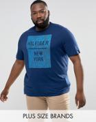 Tommy Hilfiger Plus Baxter T-shirt Box Logo Print Regular Fit In Blue - Blue