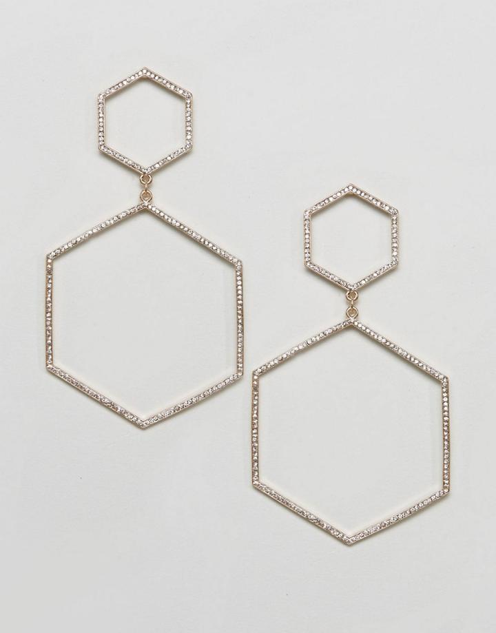 Aldo Oversized Hexagonal Earrings - Gold
