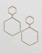 Aldo Oversized Hexagonal Earrings - Gold