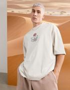 Asos Design Oversized T-shirt In Beige With Hand Drawing-neutral