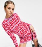 Collusion Knitted Mini Dress In Jacquard Print-multi