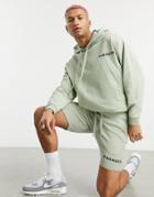 Asos Design Matching Oversized Hoodie With Small Text Print-green