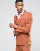 Asos Skinny Suit Jacket In Rust - Tan