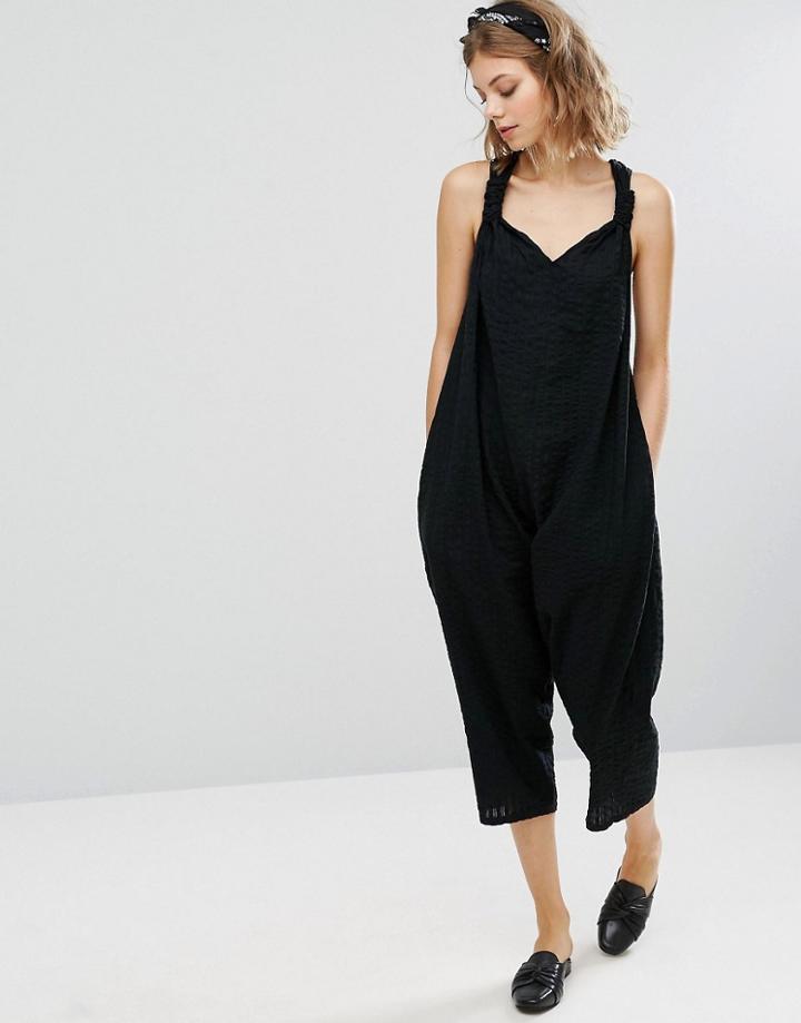 Vale Jumpsuit With Adjustable Strap Tie Detail - Black