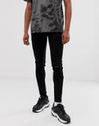 Soul Star Skinny Fit Deo Jeans In Black With Knee Rips