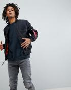 Alpha Industries Ma-1 Tt Patch 2 Tonal Bomber Jacket Slim Fit In Black - Black
