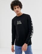 Asos Design Mickey Long Sleeve Relaxed Fit T-shirt With Text - Black