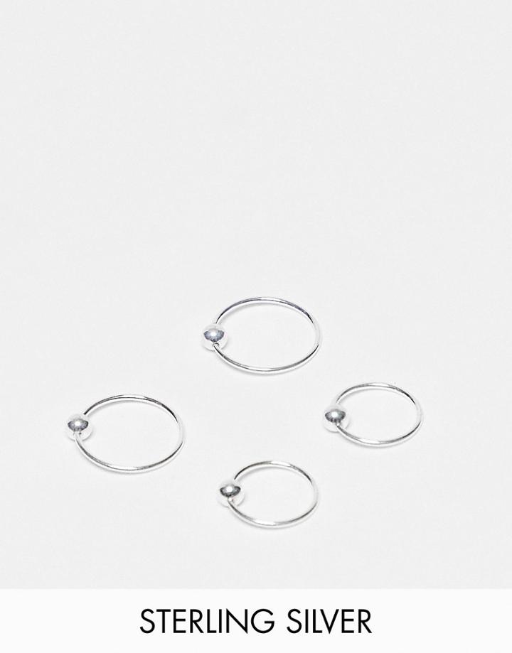 Kingsley Ryan Sterling Silver Pack Of 2 Ball Hoop Earrings