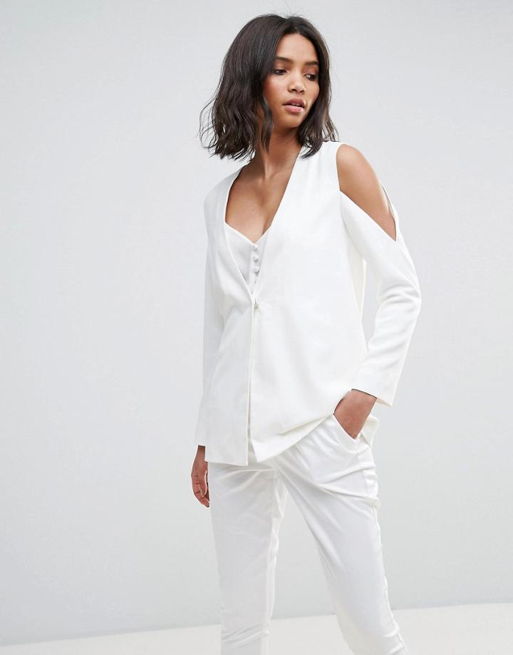 Neon Rose Cut Out Blazer - Cream