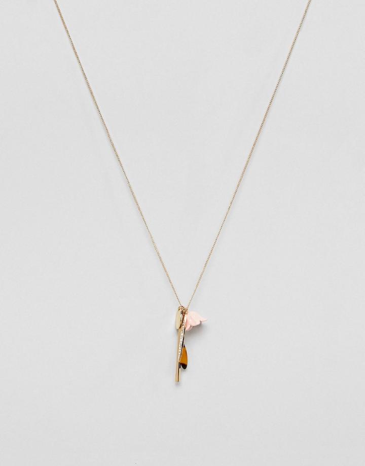 Orelia Tortoiseshell Cluser Long Necklace - Multi