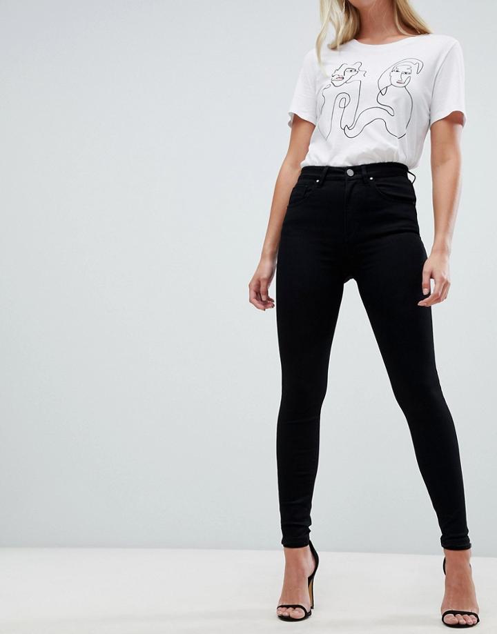 Asos Design 'sculpt Me' High Waisted Premium Jeans In Clean Black - Black