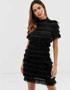 Liquorish Bodycon Mini Dress With Fringe Detail - Black